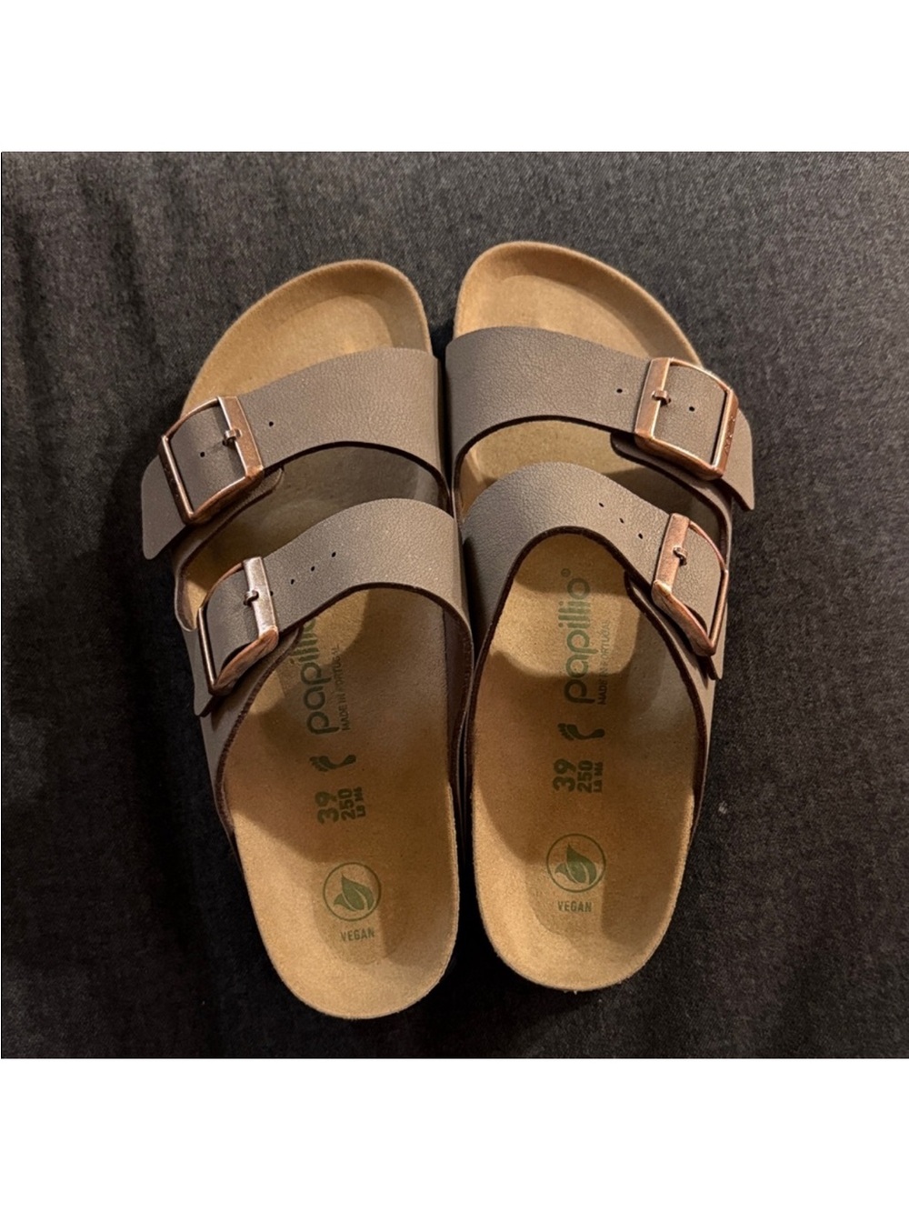 Birkenstock Papillio Brown Double-Strap Slide Sandals Size 39/8 Medium